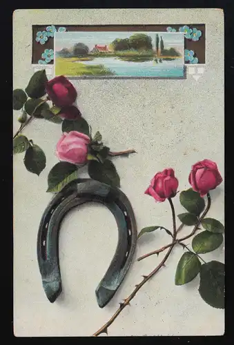 AK No 4975 Fers à cheval Roses Paysage sur la rivière, KROFDORF après Giessen, 19.10.1916