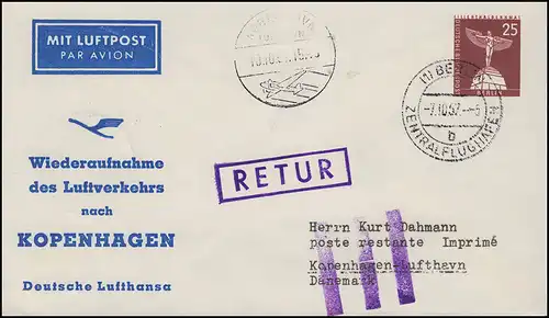 Berlin PU 19/11 Lufthansa reprise du trafic aérien Copenhague, BERLIN 7.10.57