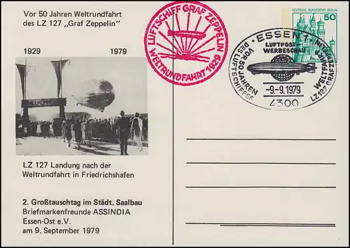 Berlin PP 81/4 Weltrundfahrt LZ 127 Graf Zeppelin, passender SSt ESSEN 9.9.1979
