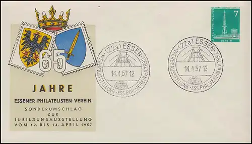 Berlin PU 15/7b 65 ans Esséniens Philatelistes-Verein, SSt ESSEN 1957