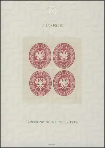 Sonderdruck Lübeck Nr. 10 Viererblock Neudruck 1978