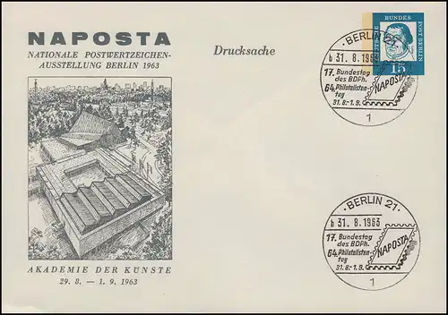 Berlin PU 30/2 NAPOSTA Akademie der Künste Berlin 1963, Bundestag BdPh 31.8.63