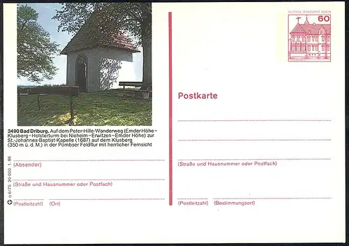 Carte postale P 126d BuS 60 Pf Bad Driburg: Chapelle, numéro q 6/75 **