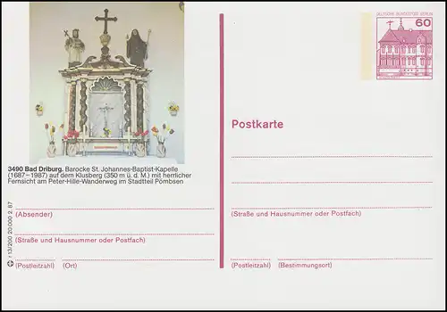 Carte postale P 126e BuS 60 Pf Bad Driburg: autel, numéro r 13/200 **
