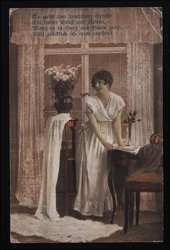 AK G.D. D Serie 8061/6 Jeune femme Dormir / Boudoir TESCHEN a.d. Elbe 6.1918