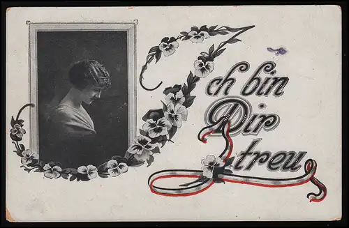 AK WSSB No 928/1 Portrait jeune femme, Je suis fidèle à toi, Posté 7.2.1917