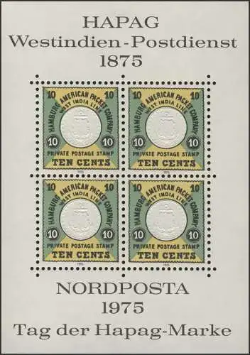 Sonderdruck HAPAG 1875 Faksimile zur NORDPOSTA 1975 **