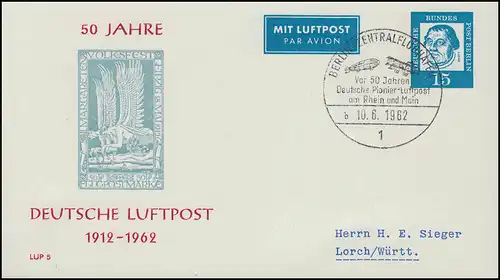 PP 31/1b 50 Jahre Deutsche Luftpost LUP 5 Flugmarke DR 4, SSt Berlin 10.6.62