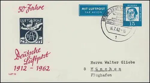 PP 31/5a 50 Jahre Deutsche Luftpost LUP 10 Flugmarke Bayern F I, SSt Berlin 1962