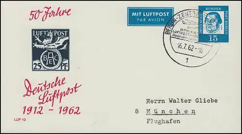 PP 31/5a 50 ans Deutsche Aeropost LUP 10 Flugmarke Bayern F I, SSt Berlin 1962