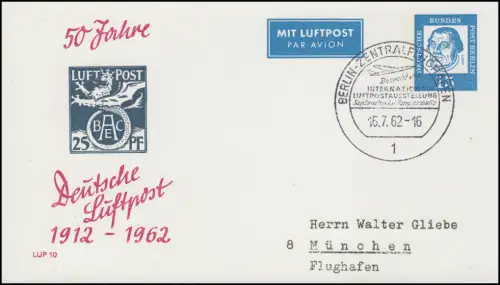 PP 31/5a 50 ans Deutsche Aeropost LUP 10 Flugmarke Bayern F I, SSt Berlin 1962