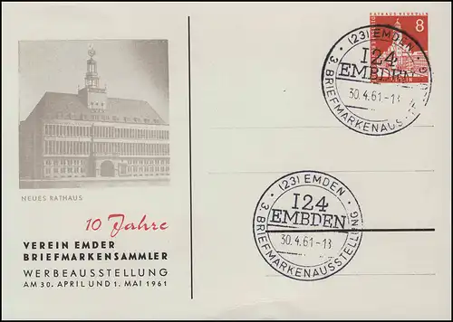 Berlin PP 17/7 Verein Emder Briefmarkensammler Altes Rathaus, passender SSt 1961