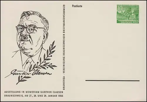 Berlin PP 6/5 Ausstellung Brunsviga Memoriam Günther Clausen 1956, ungebraucht