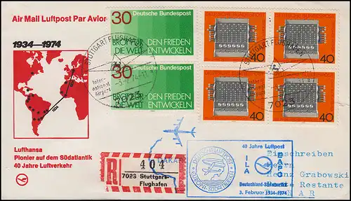 R-Lettre Lufthansa 40 ans Aéroport Ila EAPO STUTTGART /DAKAR 3/ 6.2.1974