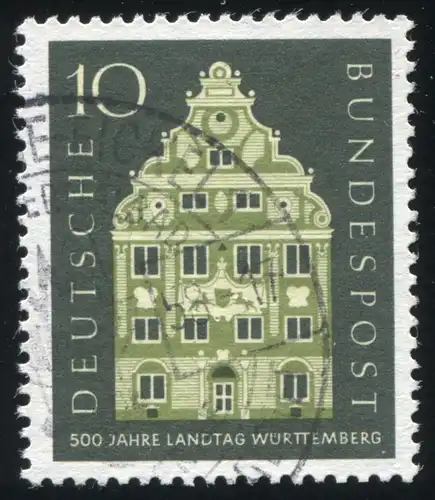279 Landtag Württemberg mit PLF grüne Flecken rechts oben, Feld 14, SSt 1958
