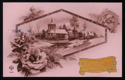 AK A NOYER 1968 Église dans la neige, nuits de vin Salutation, poste de terrain 23.12.1942