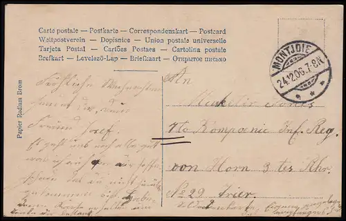 AK Feldpost Joyeux Noël! Ange priant à l'arbre de Noël, Montjoie 24.12.06