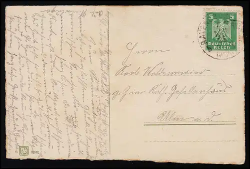 AK B & R 7242, jour de nom, couronne avec violette / tulipes, RAVENSBURG 4.11.1929