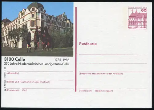 Carte postale P 126b BuS 60 Pf Support de campagne Celle, numéro p 16/222 **