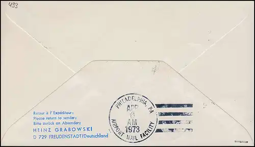 Lufthansa Premier vol LH 464 Boeing 747 F, FRANKFURT MAIN / PHILADELPHIA 6.4.1973