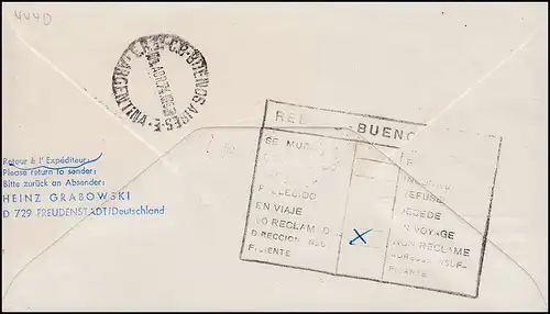 Lufthansa R-Lettre 40 J. Aéroports vers l'Amérique du Sud STUTTGART/ BUENOS AIRES 3.2.74