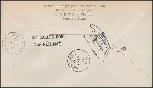 Vol d'ouverture Lufthansa LH 432 DUSSELDORF/ MONTREAL 23/24.4.1956