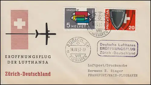 Deutsche Lufthansa Eröffnungsflug ZÜRICH 14.4.1957 - Deutschland 