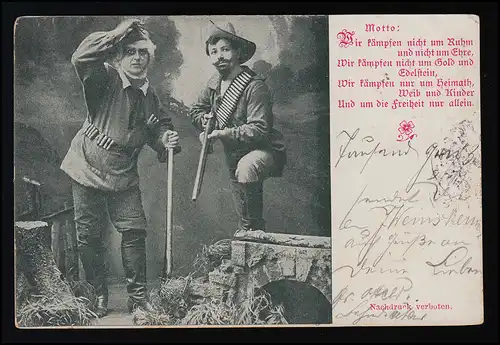 AK maquisard avec fusil F. Kemmnitz Eberswalde ROCKENHAUSEN Bahnpost 12.3.1902