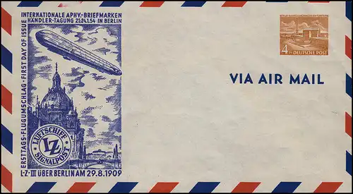 Berlin PU 2/4a APHV-Tagung Signalpoststempel Dom Zeppelin 1954, **