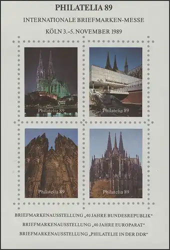 APHV-Sonderdruck Briefmarkenmesse Philatelia Köln1989, Ansichten Kölner Dom