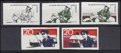 1579PH / 1582PH Police populaire allemande 5+20 Pf: 5 pressions de phase non-dentées, set **