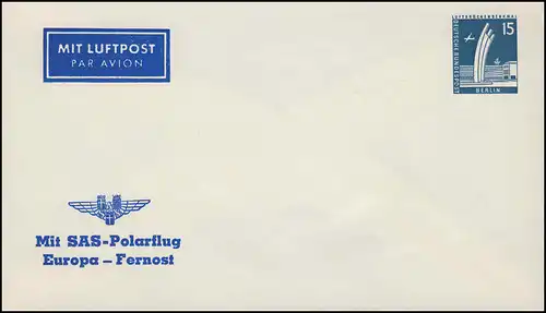 PU 17/4 Luftbrückendenkmal 15 Pf SAS-Polarflug Europa-Fernost, ungebraucht