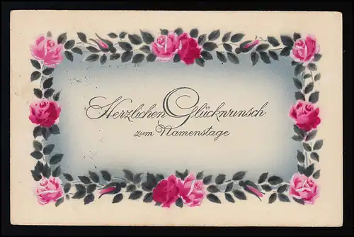 AK B & R Noms de famille, Rosengirlande encadré Félicitations OFFENBURG 1.11.1916