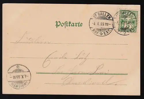 AK lila Margeriten Blüten Bouqet, ST.GALLEN /AMRISWEIL  Brf. Exp. 4.10.1899