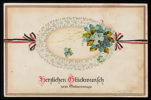 MBN 4776 Glückwunsch Geburtstag Bänder Reichsfarben Feldpost HANNOVER 17.12.1915