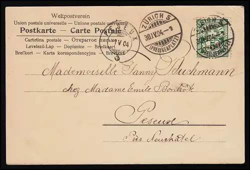 Fleurs AK SVS No. 466, N'oubliez pas les fleurs Autruche, ZÜRICH / PESEUX 30.4.194