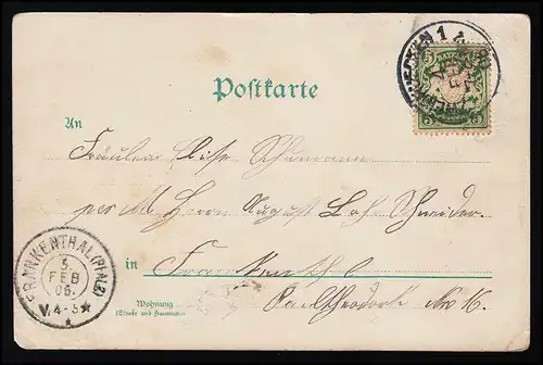 AK No. 254 Comment le soldat se réjouit de la poste DEUX-DEUX RETOURS / FRANKENTHAL 4/5.2.1906