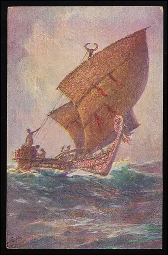 AK Colonies Mer du Sud, Le dernier bateau île d'Ugomes, Feldpost WITTENBERG 25.4.1916