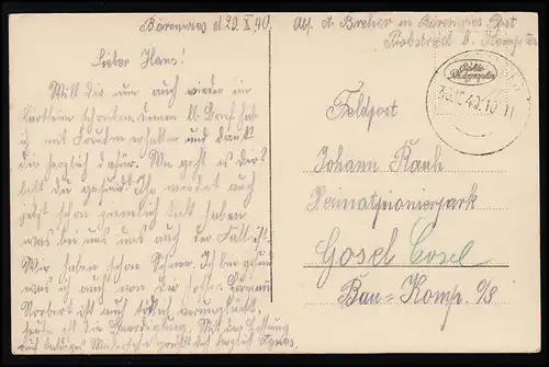 AK "Liebesgeständnis" Soldat Uniform, Frau Blumen lächelnd, PROBSTRIED 30.10.40