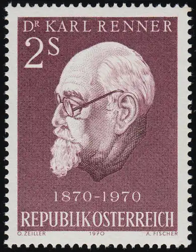 1351 100. Geburtstag, Karl Renner 1. Bundespräsident d. 2. Rebublik, 2 S, **