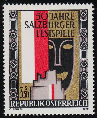 1335 50 J. Salzburger Feststpiele, emblème des festivals, 3.50 S, post-freeich, **
