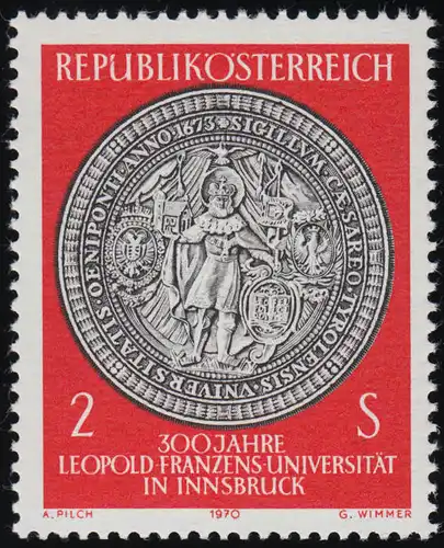 1326 300 J. Leop.-Franzens Univers., Le plus ancien sceau Uni Innsbruck, 2 p. **