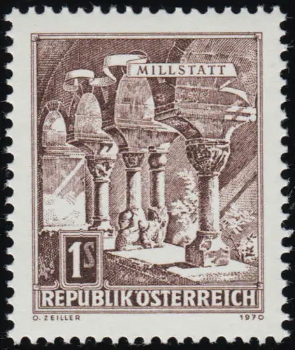 1324 Marque libre: Bâtiments, roman. Croître stylo Millstatt, 1 S post-fraîchissement, **