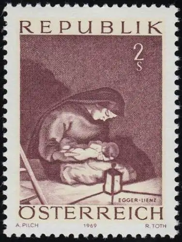 1318 Weihnachten, Madonna, Gemälde Albin Egger-Lienz, 2 S, postfrisch **