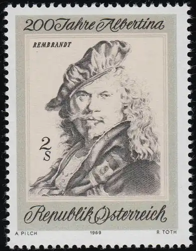 1312 200 Jahre Albertina, Selbstbildnis, Rembrandt, 2 S postfrisch **