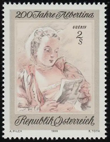 1313 200 Jahre Albertina, Lesende Dame & Mädchen, F. Guérin, 2 S postfrisch **