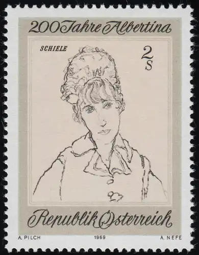 1314 200 Jahre Albertina, Gattin d. Künstlers, Egon Schiele, 2 S postfrisch **