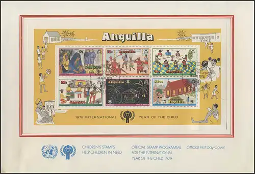 Anguilla: Noël - coutumes populaires - église, bloc sur les bijoux FDC