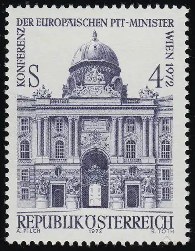1385 Conf. d. Europ. PTT-Ministre, Wiener Hofburg, 4 p., frais de port **