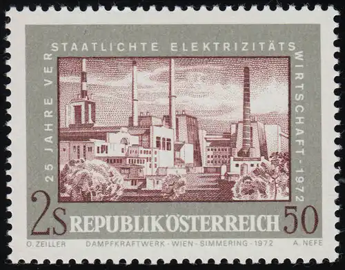 1390 25 J. verstaatl. Elektr. Wirtschaft, Dampfkraftwerk Wien,  2.50 S **